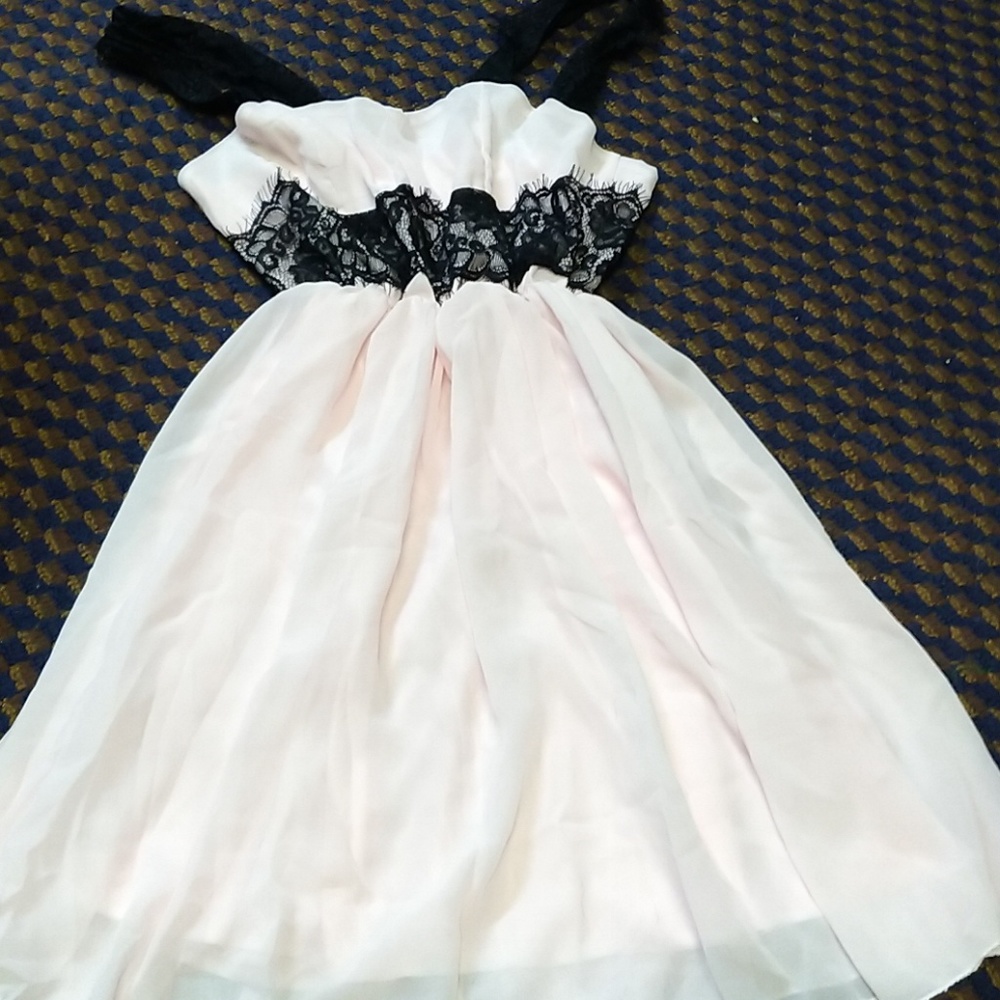 Light Pink Dress with Black Lace